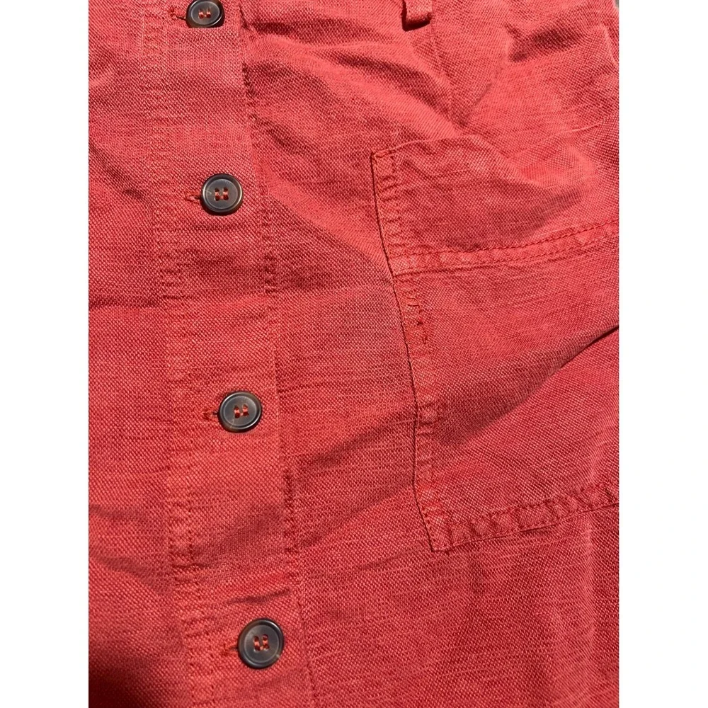 E&C California Terracotta Linen Blend Button Front Mini Skirt Boho Coastal Small
